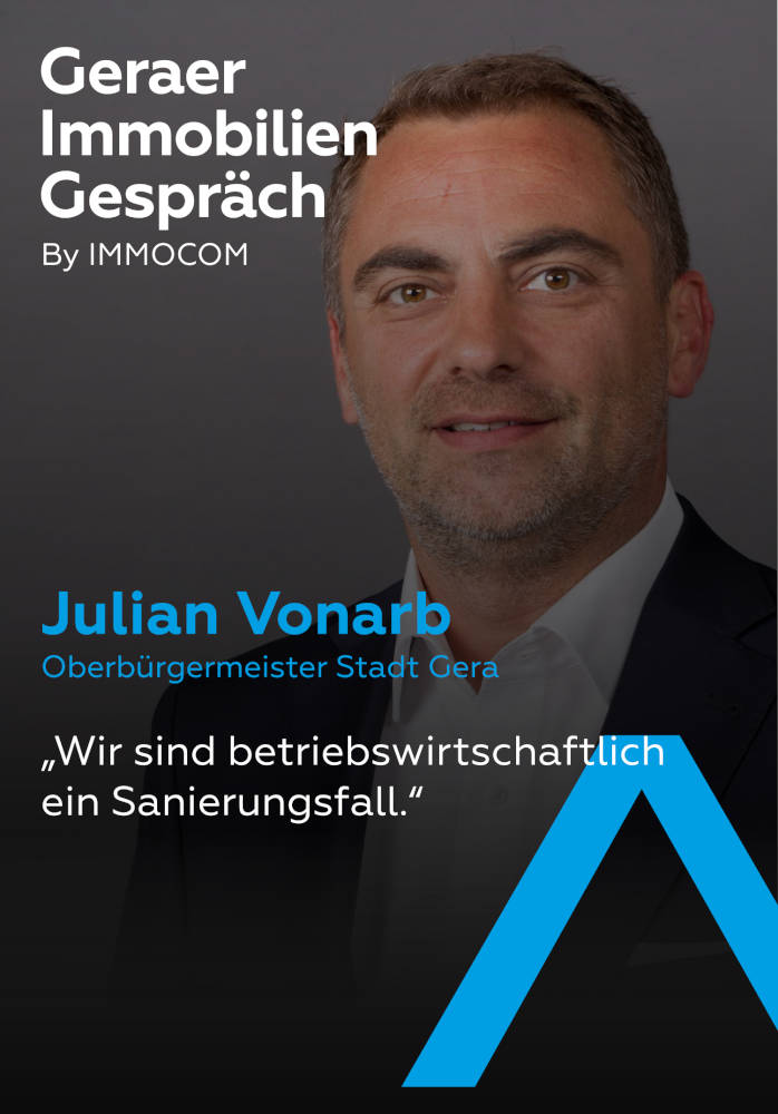 Der Geraer Bürgermeister Julian Vonarb beim Immobiliengespräch in Gera